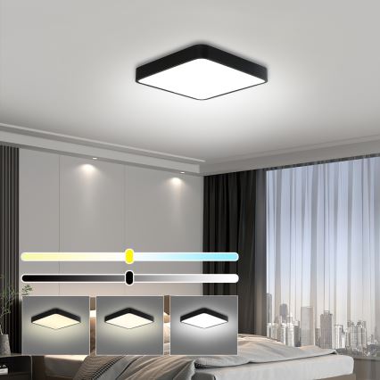 Brilagi - LED dimmbares Deckenleuchte POOL LED/36W/230V 3000-6000K 40x40 cm schwarz + Fernbedienung