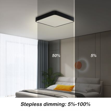 Brilagi - LED dimmbares Deckenleuchte POOL LED/36W/230V 3000-6000K 40x40 cm schwarz + Fernbedienung