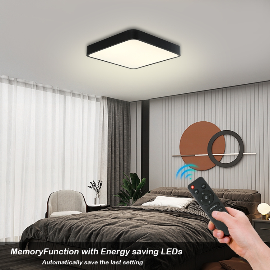 Brilagi - LED dimmbares Deckenleuchte POOL LED/36W/230V 3000-6000K 40x40 cm schwarz + Fernbedienung