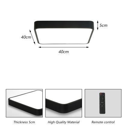 Brilagi - LED dimmbares Deckenleuchte POOL LED/36W/230V 3000-6000K 40x40 cm schwarz + Fernbedienung