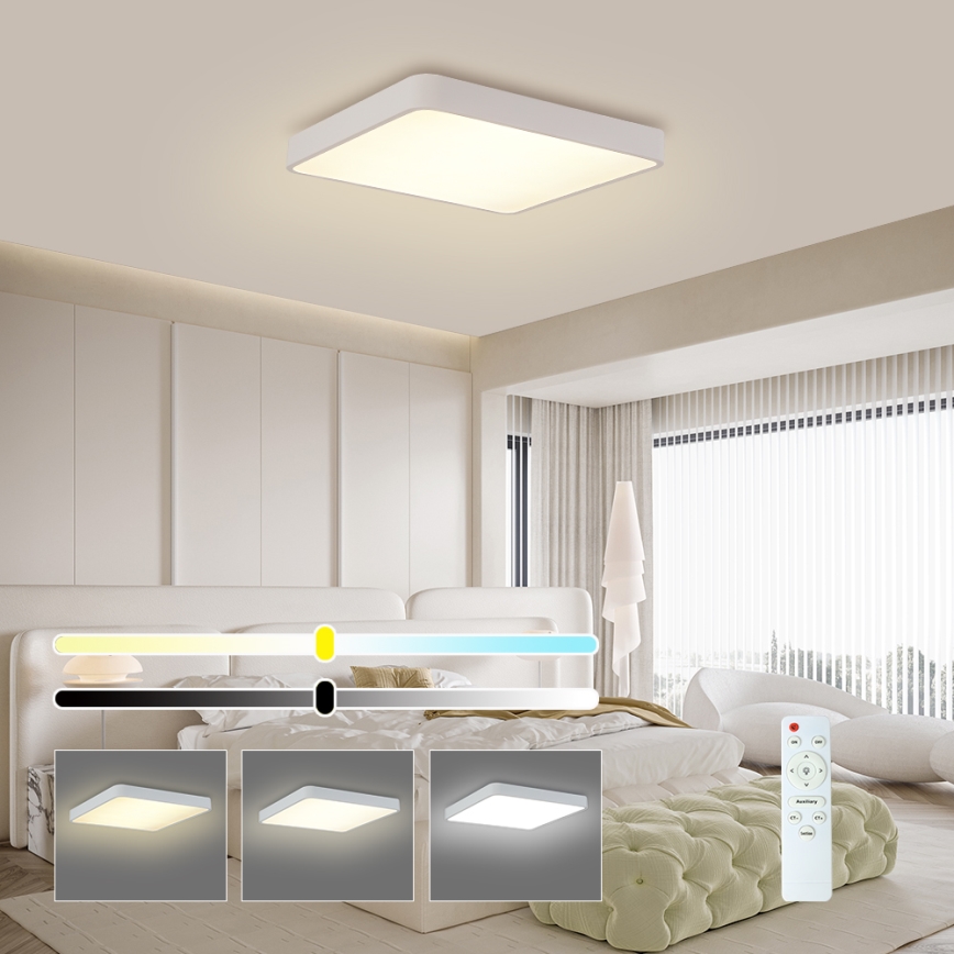 Brilagi - LED dimmbares Deckenleuchte POOL LED/36W/230V 3000-6000K 40x40 cm weiß + Fernbedienung