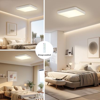 Brilagi - LED dimmbares Deckenleuchte POOL LED/36W/230V 3000-6000K 40x40 cm weiß + Fernbedienung