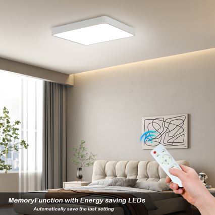 Brilagi - LED dimmbares Deckenleuchte POOL LED/36W/230V 3000-6000K 40x40 cm weiß + Fernbedienung