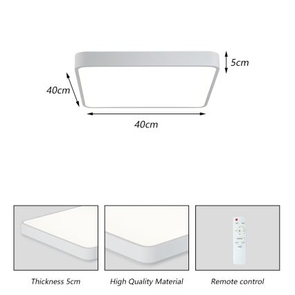 Brilagi - LED dimmbares Deckenleuchte POOL LED/36W/230V 3000-6000K 40x40 cm weiß + Fernbedienung