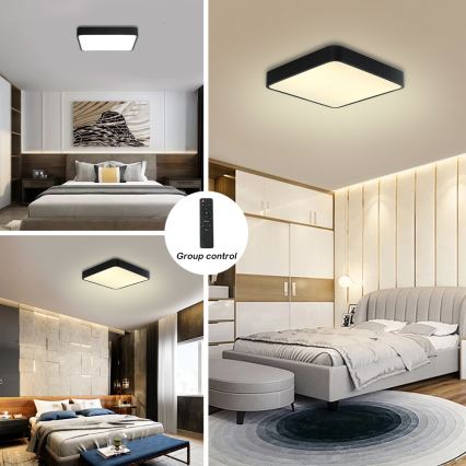 Brilagi - LED dimmbares Deckenleuchte POOL LED/48W/230V 3000-6000K 50x50 cm schwarz + Fernbedienung