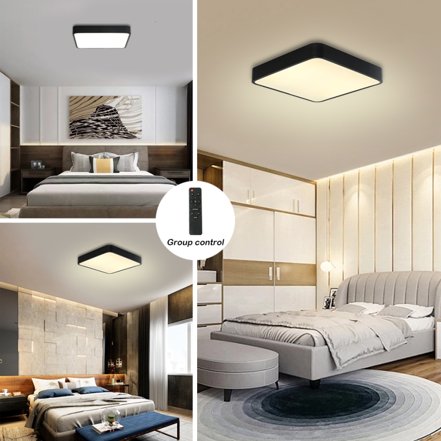 Brilagi - LED dimmbares Deckenleuchte POOL LED/48W/230V 3000-6000K 50x50 cm schwarz + Fernbedienung