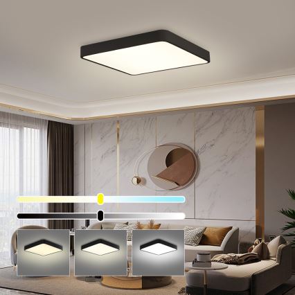 Brilagi - LED dimmbares Deckenleuchte POOL LED/48W/230V 3000-6000K 50x50 cm schwarz + Fernbedienung