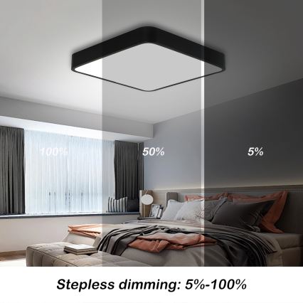 Brilagi - LED dimmbares Deckenleuchte POOL LED/48W/230V 3000-6000K 50x50 cm schwarz + Fernbedienung