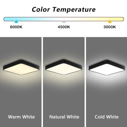 Brilagi - LED dimmbares Deckenleuchte POOL LED/48W/230V 3000-6000K 50x50 cm schwarz + Fernbedienung