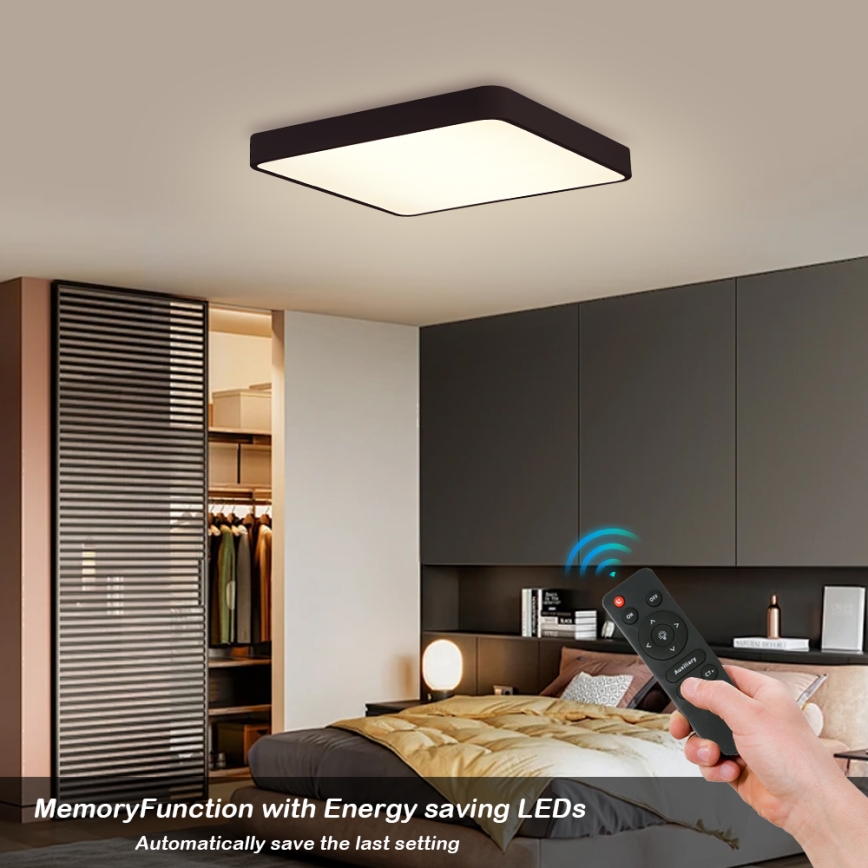 Brilagi - LED dimmbares Deckenleuchte POOL LED/48W/230V 3000-6000K 50x50 cm schwarz + Fernbedienung