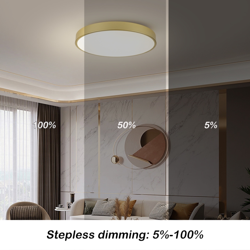 Brilagi - Dimmbare LED-Deckenleuchte POOL SMART LED/100W/230V 3000-6000K 80 cm goldfarben Wi-Fi Tuya + Fernbedienung