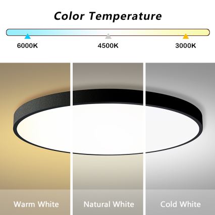 Brilagi - LED-dimmbare Deckenleuchte POOL SMART LED/128W/230V 3000-6000K Ø 100 cm Wi‑Fi Tuya schwarz + Fernbedienung