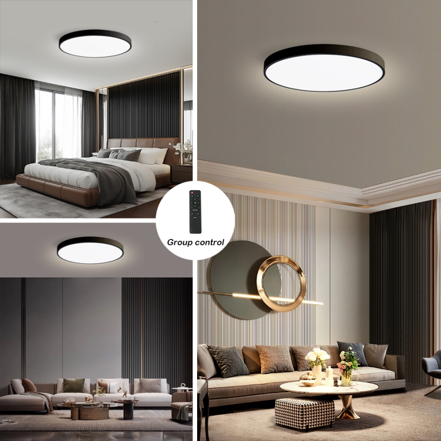 Brilagi - LED-dimmbare Deckenleuchte POOL SMART LED/128W/230V 3000-6000K Ø 100 cm Wi‑Fi Tuya schwarz + Fernbedienung