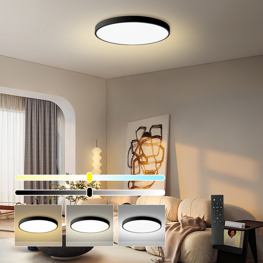 Brilagi - dimmbare LED-Deckenleuchte POOL SMART LED/180W/230V 3000-6000K Ø 120 cm Wi-Fi Tuya schwarz + Fernbedienung