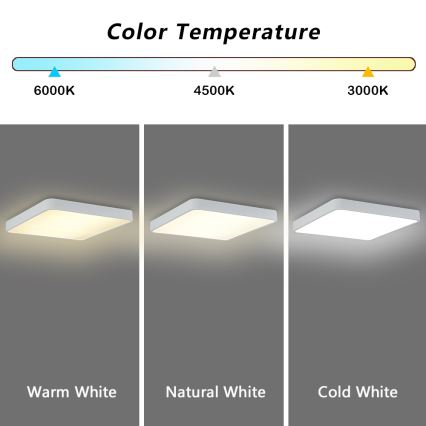 Brilagi - LED dimmbares Deckenleuchte POOL SQUARE LED/36W/230V 3000-6000K 40x40 cm weiß + Fernbedienung