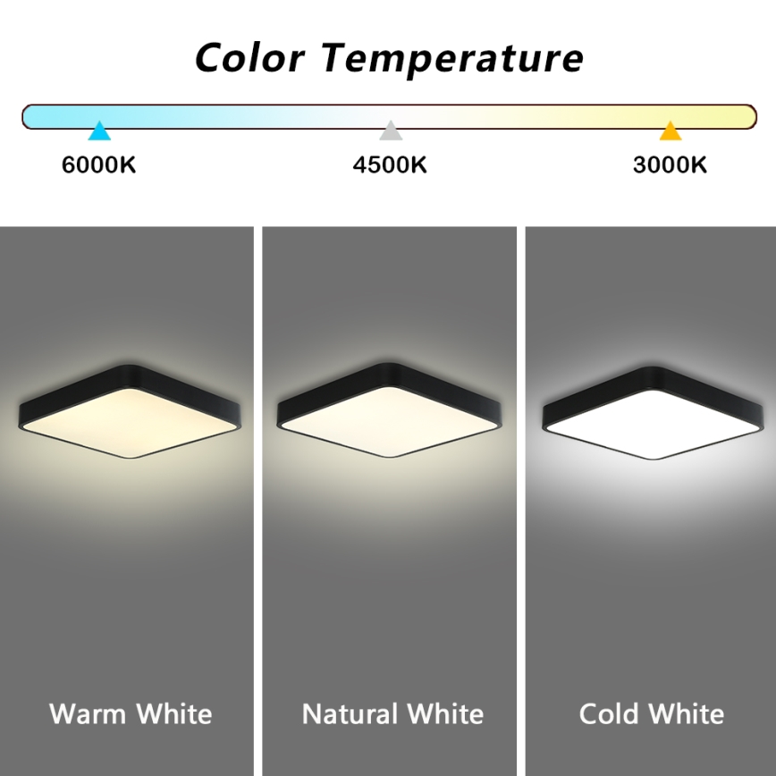 Brilagi - LED dimmbares Deckenleuchte POOL SQUARE LED/48W/230V 3000-6000K 50x50 cm schwarz + Fernbedienung