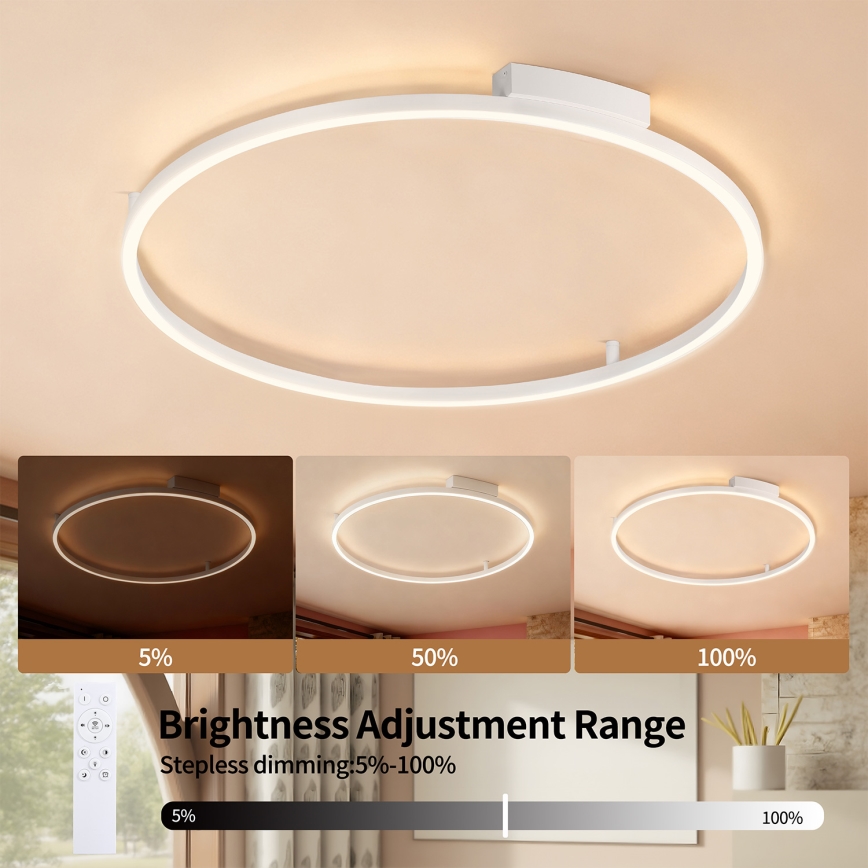 Brilagi - LED-dimmbare Deckenleuchte PORTOFINO LED/60W/230V 3000-6000K Ø 80 cm weiß + Fernbedienung