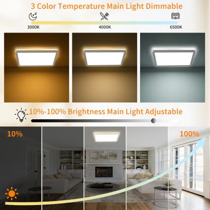 Brilagi - LED dimmbares Deckenleuchte ULTRA SLIM LED/18W/230V 2700-6500K 30x30 cm weiß + Fernbedienung