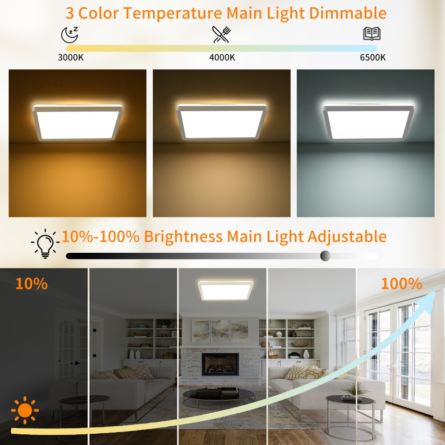 Brilagi - LED dimmbares Deckenleuchte ULTRA SLIM LED/18W/230V 2700-6500K 30x30 cm weiß + Fernbedienung