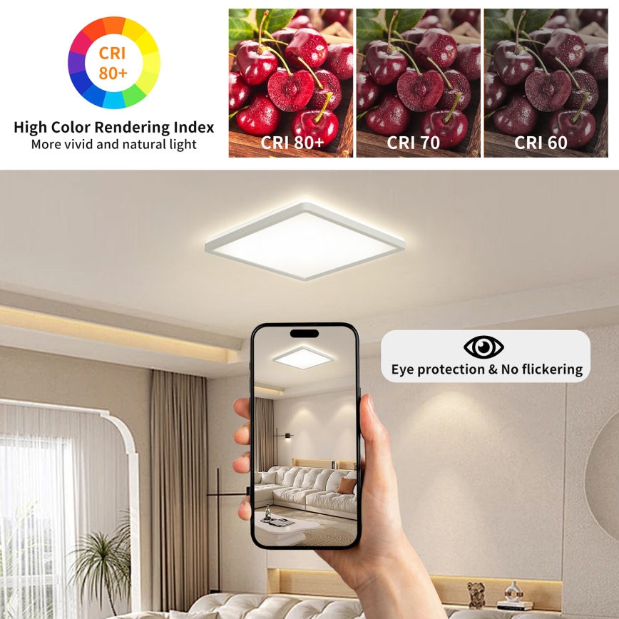 Brilagi - LED dimmbares Deckenleuchte ULTRA SLIM LED/18W/230V 2700-6500K 30x30 cm weiß + Fernbedienung