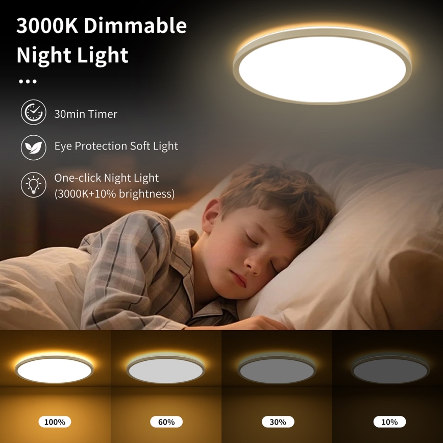 Brilagi - LED dimmbares Deckenleuchte ULTRA SLIM LED/18W/230V 2700-6500K Ø 30 cm weiß + Fernbedienung