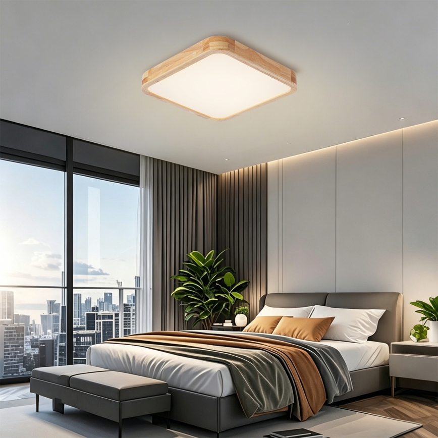 BRILAGI - LED dimmbare Deckenleuchte WOODLINE SQUARE LED/48W/230V 3000-6000K Eiche 40x40 cm + Fernbedienung