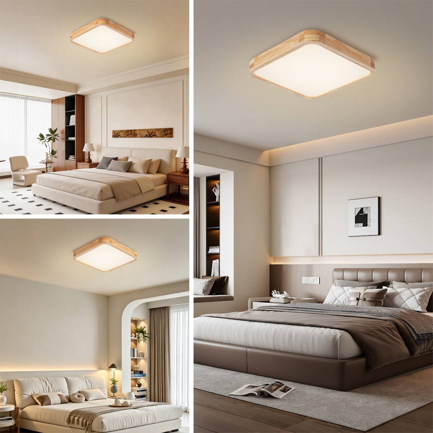 BRILAGI - LED dimmbare Deckenleuchte WOODLINE SQUARE LED/48W/230V 3000-6000K Eiche 40x40 cm + Fernbedienung