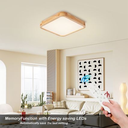 BRILAGI - LED dimmbare Deckenleuchte WOODLINE SQUARE LED/48W/230V 3000-6000K Eiche 40x40 cm + Fernbedienung