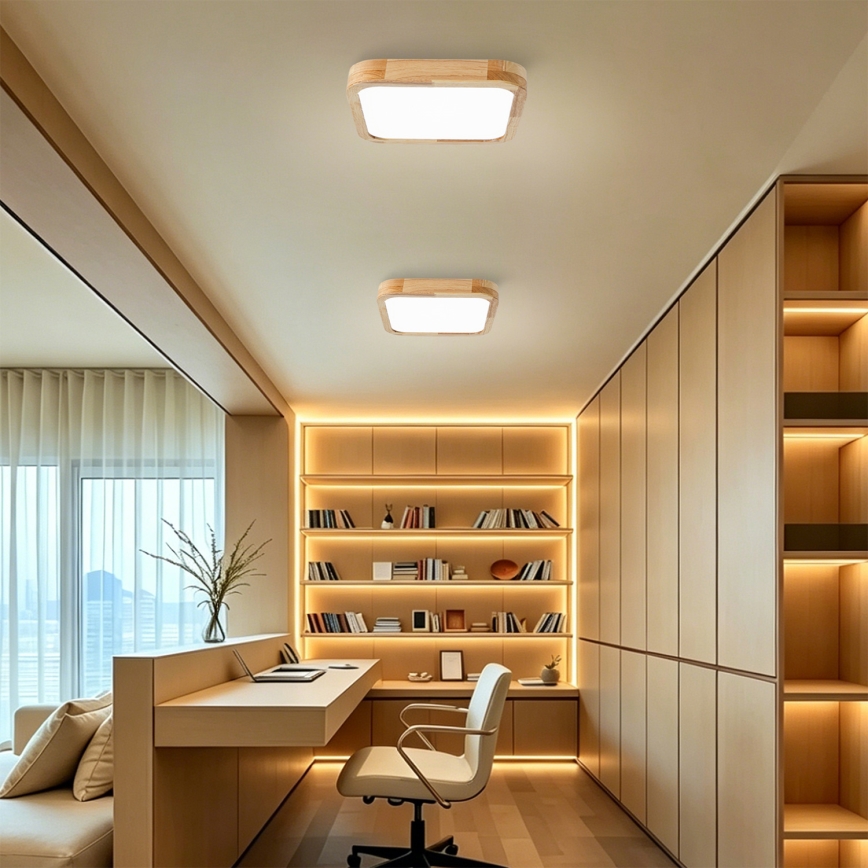 BRILAGI - LED dimmbare Deckenleuchte WOODLINE SQUARE LED/48W/230V 3000-6000K Eiche 40x40 cm + Fernbedienung