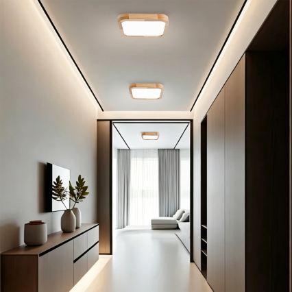 BRILAGI - LED dimmbare Deckenleuchte WOODLINE SQUARE LED/48W/230V 3000-6000K Eiche 40x40 cm + Fernbedienung