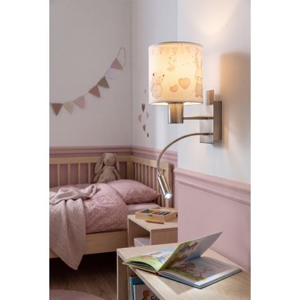 Brilagi - LED Kinder flexible Wandleuchte BOBO 1xE27/25W/230V + LED/3W mattchrom/cremefarben/Häschen