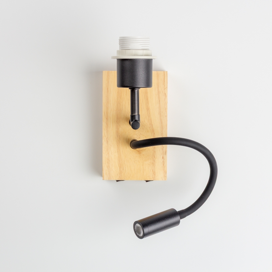 BRILAGI - Flexible LED-Kinder-Wandleuchte BOBO WOOD 1xE27/25W/230V + LED/3W Eiche/schwarz/weiß/Teddybären
