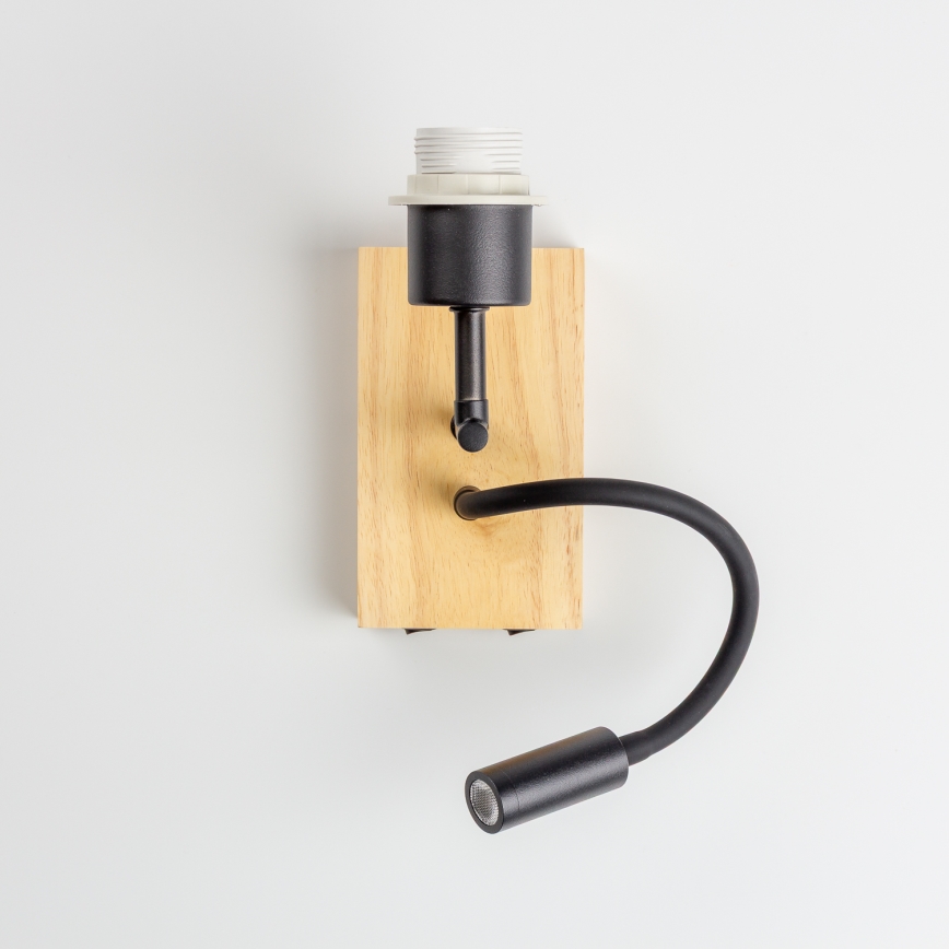 Brilagi - LED flexible Kinder-Wandleuchte BOBO WOOD 1xE27/25W/230V + LED/3W Eiche/Schwarz/Weiß/Tiermotive