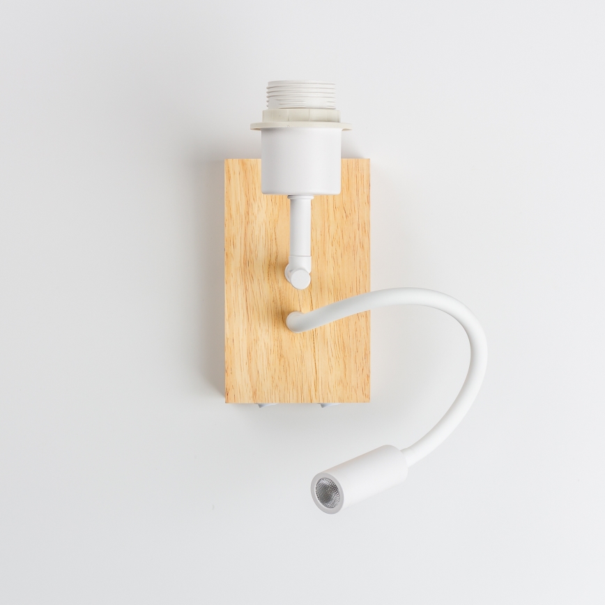 Brilagi - LED flexible Kinder-Wandleuchte BOBO WOOD 1xE27/25W/230V + LED/3W Eiche/Weiß/Teddybären