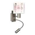 Brilagi - LED flexible Kinder-Wandleuchte BOBO 1xE27/25W/230V + LED/3W mattchrom/weiß/rosa/Ballerinas