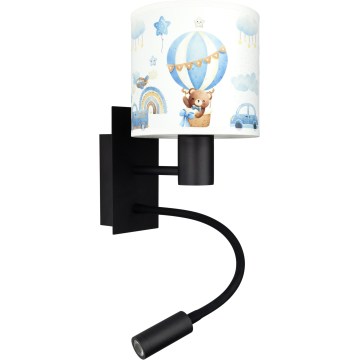 Brilagi - LED-flexible Kinder-Wandleuchte BOBO 1xE27/25W/230V + LED/3W schwarz/weiß/blau/Bärchen