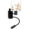 Brilagi - LED flexible Kinder-Wandleuchte BOBO 1xE27/25W/230V + LED/3W schwarz/weiß/Tiermotive