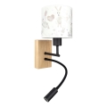 Brilagi - LED flexible Kinder-Wandleuchte BOBO WOOD 1xE27/25W/230V + LED/3W Eiche/schwarz/weiß/Häschen