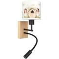 Brilagi - LED flexible Kinder-Wandleuchte BOBO WOOD 1xE27/25W/230V + LED/3W Eiche/schwarz/weiß/rosa/Feenmotiv