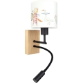Brilagi - LED flexible Kinder-Wandleuchte BOBO WOOD 1xE27/25W/230V + LED/3W Eiche/Schwarz/Weiß/Tiermotive