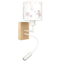 Brilagi - LED flexible Kinder-Wandleuchte BOBO WOOD 1xE27/25W/230V + LED/3W Eiche/Weiß/Creme/Häschen