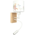 Brilagi - LED flexible Kinder-Wandleuchte BOBO WOOD 1xE27/25W/230V + LED/3W Eiche/Weiß/Tiermotive