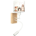 Brilagi - LED-flexible Kinder-Wandleuchte BOBO WOOD 1xE27/25W/230V + LED/3W Eiche/Weiß/Tiermotive