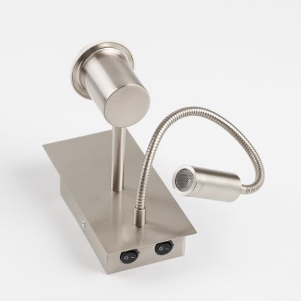 Brilagi - Flexible LED-Wandleuchte NUBILA 1xE27/25W/230V + LED/3W mattchrom/hellgrau
