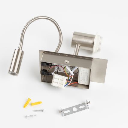 Brilagi - Flexible LED-Wandleuchte NUBILA 1xE27/25W/230V + LED/3W mattchrom/orange