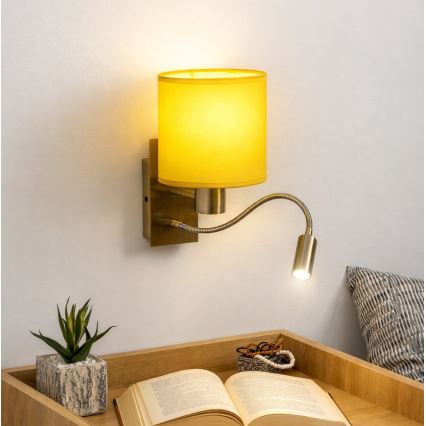 Brilagi - Flexible LED-Wandleuchte NUBILA 1xE27/25W/230V + LED/3W Messing/gelb