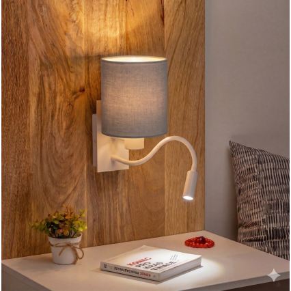 Brilagi - Flexible LED-Wandleuchte NUBILA 1xE27/25W/230V + LED/3W Weiß/Hellgrau