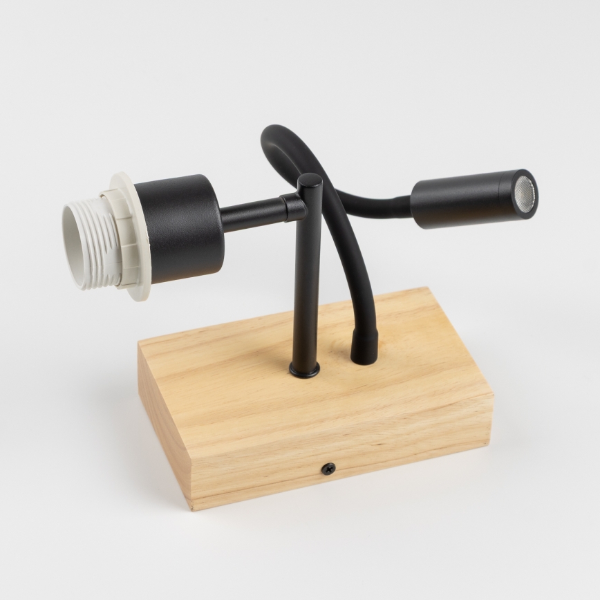 Brilagi - flexible LED-Kinder-Wandleuchte BOBO WOOD 1xE27/25W/230V + LED/3W Eiche/schwarz/weiß/rosa/Ballerina-Motiv