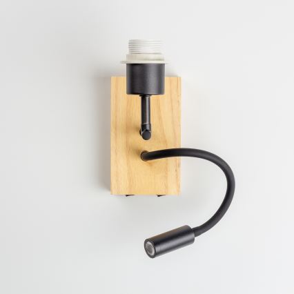 Brilagi - flexible LED-Kinder-Wandleuchte BOBO WOOD 1xE27/25W/230V + LED/3W Eiche/schwarz/weiß/rosa/Ballerina-Motiv