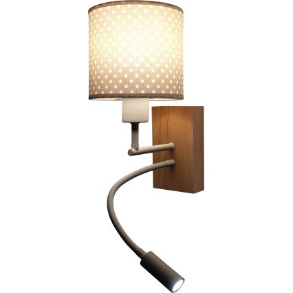 BRILAGI - Flexible LED-Kinder-Wandleuchte BOBO WOOD 1xE27/25W/230V + LED/3W Eiche/Weiß/Beige/gepunktet